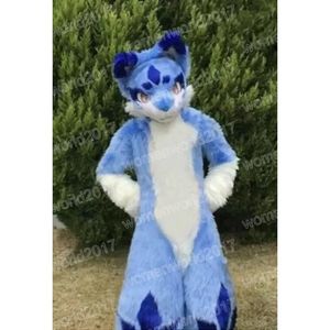 Costume da mascotte per cani Husky con pelliccia lunga di Halloween, abiti da personaggio dei cartoni animati di alta qualità, completo per adulti unisex, compleanno, Natale, carnevale