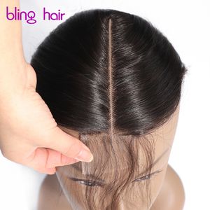 Lace Wigs Bling Hair Middle Part Closure 2x6 Brazilian Human Straight Natural Color 100 Remy Kim K 230920