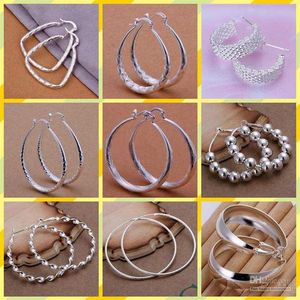 Ny stil mode smycken blandad högkvalitativ 925 Sterling Silver Ear Hoop örhängen 10pairs mycket gåva 1760239L