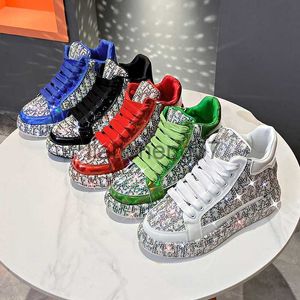 Dress Shoes Luxurious Designer Platform Sneakers Women Contrasting Color Shiny Heightening Flat Lace-up Side Zipper Ladies High Top Shoes x0920