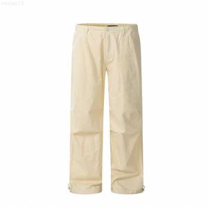 Gaojie Chaopai Vibe Estilo Tubo Reto Plissado Calça Paraquedista Perna Larga Solta Casual Pants598f