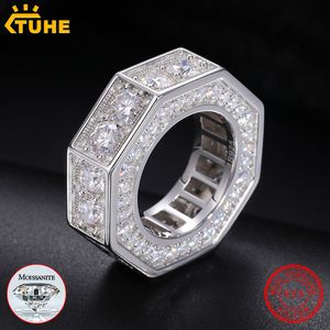 Anéis de casamento anel de parafuso para homens hip hop jóias prata esterlina 925 hop rock bling banhado a ouro 18k 230920