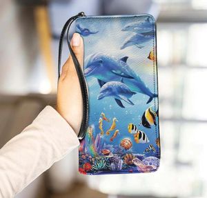 Carteiras clássico bolsa bonito sonho golfinho multi-cartão slots zíper designer saco de luxo moda titular do cartão moeda sac a mains femme