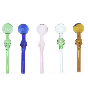 Atacado 12cm de espessura inebriante forma de crânio tubo de queimador de óleo de vidro em linha reta mistura colorida alta borosilicato tubo de fumo tubos de unhas