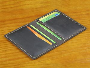 ファンコディ手作りの名刺ホルダーカードケース財布ヴィンテージクレイジーレザーレザーミニウォレット薄繊細なクレジットカードケースMC8700947