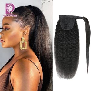 Lace Wigs Racily Hair Kinky Sraight tail Human Afro Extensations Wrap Around Clip In Black Yaki 230920