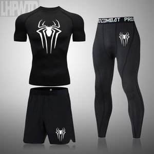 Men s t skjortor superhjälte kompression skjorta män rashguard fitness kort hylsa löpande man gym t sportkläder tights 230920