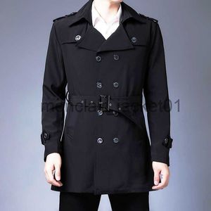 Casacos de Trench Masculinos Thoshine Marca Primavera Outono Homens Trench Coats Double Breasted Sashes Moda Outerwear Jaquetas Botões J230920