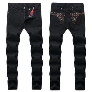 2020 nowe męskie dżinsy Slim Slim Fit with Zip Men S Ubranie w Durmpressed Hole Streetwear Style Luksus Robin Jeans171i