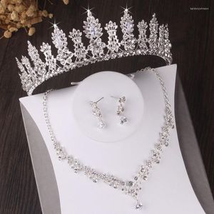 Halsband örhängen set barock lyxig blommig kristall brud rhinestone tiara krona bröllop afrikanska pärlor smycken