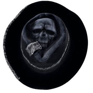 Costume Accessories Skeleton Skull Cowboy Cap Cosplay Harvester Of Sorrow Halloween Adult Black Ghost Hat Prop Accessories