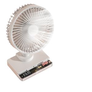 Electric Desktop Cooling Fan Auto Rotary Home Air Circulators 3600mAh USB Laddningsbar ventilationsbordfläkt med klockdisplay