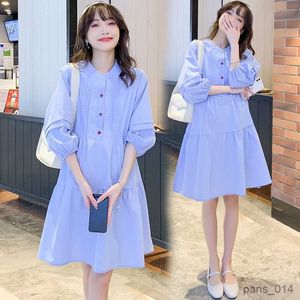 Maternity Dresses Spring/Summer New Fashionable Medium Long Slim Dress Versatile Shirt Pregnant Women's Dress