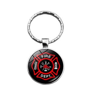 WG 1PC Firefighter Logo Time Gemstone Keychain Keyring keyring keyring keyyring accessories هدية إبداعية للرجال Jewellry2582