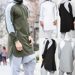 Nya män Jubba Thobe Muslim Arabiska islamiska kläder Abaya Dubai Kaftan Winter Long Sleeve Stitching Saudiarabien tröja176f