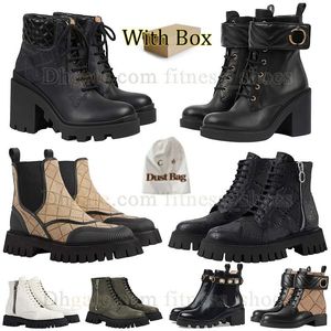 Com caixa Botas martin de luxo na altura do joelho bota de deserto de couro com zíper bota de combate feminina bota de tornozelo com cadarço plataforma salto plataforma vintage sola de borracha botas de neve sapato oxford