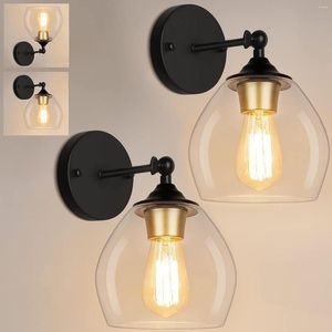 Wall Lamp Sconces Set Of 2 Vintage Bathroom Vanity Light Fixtures With Glass Shades Modern Bedside Mount Lamps Black And Gold Indoor L