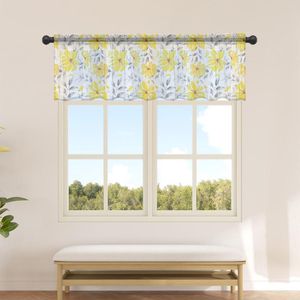 Tenda Acquerello Fiori Gialli Tende Trasparenti Astratte Per Cucina Cafe Mezza Corta Tulle Finestra Valance Home Decor