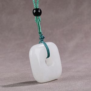 Natural quadrado branco jade pedra preciosa colar solitário pingente bonito colares de ouro dos homens com pingente jóias populares jóias para homem jóias ornamentadas