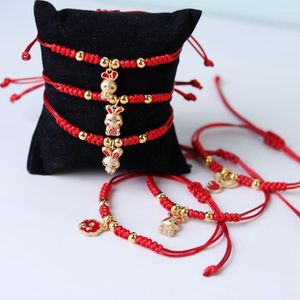 Bracelets de charme Moda Sweet Zodiac Bracelet Red Cadeia de corda vermelha feita artesanal para mulheres meninas de joias ajustáveis Presentes