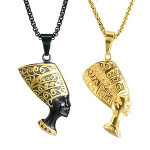 Antigo egito pornô rainha pingente colares para mulher faraó cleópatra colar de aço inoxidável jóias170u