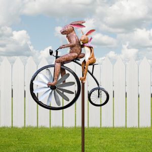 Garden Decorations Vintage Bicycle Wind Spinner Metal Wind Spinner Animal Motorcycle Windmill Frog Riding Motorcycle For Yard And Garden Decoration 230920