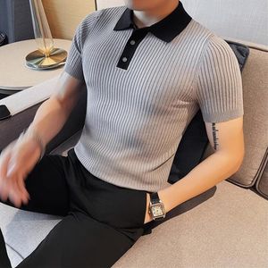 Herrpolos Summer Men's Knitting Short Sleeve Solid Polo Shirts Sports Golf Business Slim Fit Polo Shirt Fashion Classic Polo Shirt S-4XL 230920