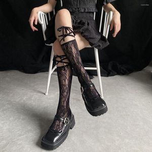 Kadın Çorap JK Yay kayışları Harajuku cosplay İki ayak parmağı lolita buzağı dantel çorap kızlar bölünmüş
