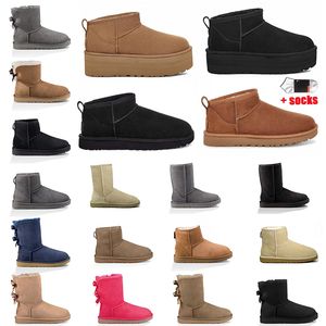 Tazz chinelo tasmans uggslies botas de couro mulheres designer slides ultra mini botas de neve inverno macio pele de carneiro manter quente botas de tornozelo luxo senhoras confortáveis