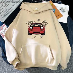 Herrtröjor tröjor Autumn Winter Hoodie för män streetwear tröjor anime initial d miata mx5 mönster hoodie hip hop sweatshirt unisex coat topsl230920