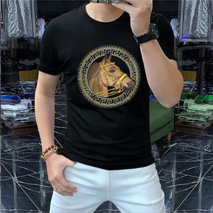 Novo luxo 2023 designer camiseta camisas para homens menino menina camisetas carta diamante impressão nightlight cavalo oversize breathabl226p