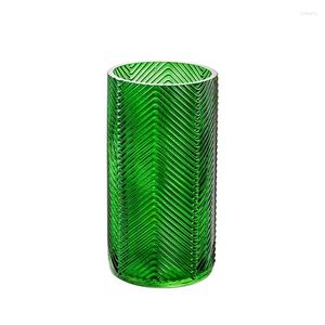 Flores decorativas duolan luz de cristal padrão folha luxo vaso vidro verde com estilo nórdico decoração arranjo flor sala estar