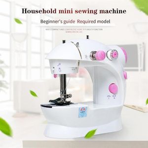 Portable Electric Sewing Machine Pink Mini Handhållen användbar ABS Symaskin Small Single Needle Home Desktop Automatic1250F