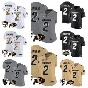 Dikişli Shedeur Sanders Colorado Buffaloes Beyaz Siyah Altın Gri Jersey - Tüm Dikişli Erkek Kadınlar