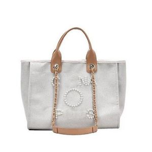 Designer clássico sacos de noite bolsa de luxo 2023 nova moda pérola etiqueta das mulheres bolsas de praia bolsa feminina lona saco de mão senhoras crossbody