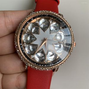 Orologi da polso Saldi di liquidazione esagerati enormi cristalli di goccia d'acqua Orologi da donna Stupendo insolito grande abito di moda Orologio da polso in pelle