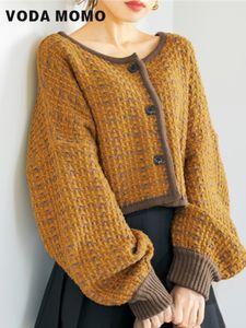 Womens Sweaters Basic Simple Casual Fashion Chic Single Breasted Women Cardigan Korean Solid Color Loose Knitting Female Cardigan Ins Loose 230920