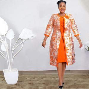 Plus size Dresses Size Africa Mom's Small Breast Flower with Printed Outerwear Two Piece Set Autumn Long Dress 230919