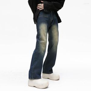 Мужские джинсы Y2k, винтажные мужские модные повседневные прямые мужские японские уличные одежды, свободные синие джинсовые брюки в стиле хип-хоп, брюки