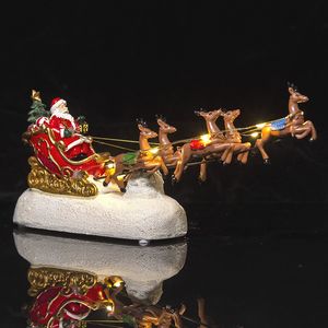 Juldekorationer InnoDept12 Santa's Sleigh and Reindeer Sortiment Juldekoration Tillbehör Musik LED Light Holiday Collection Figur 230920