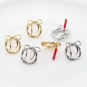 Stud Earrings Zinc Alloy Round Bowknot 6pcs/lot 21mm Korean For Women Bulk Items Wholesale Lots Nickel Free