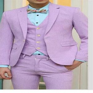 Lavender Groom Tuxedos Notch Lapel Men Smals Wedding Smokedos Doskonałe męskie obiad Busines Blazer 3 -części