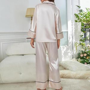 Kvinnors sömnkläder Knapp Nattklänning Set Loose Lapel Sleep Shirt Pajama Pant Casual Stylish Cozy Loungewear Suit