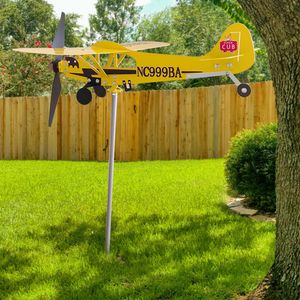 Garden Decorations 3D Plane Garden Weather Vane Plug Decor Creative Chic Metal Airplane Wind Rotator Anti-korrosion Ornament för familjegårdar 230920