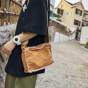 Kvällspåsar lite duk axelväska kvinnlig tjock trasa liten messenger retro vintage crossbody söt blixtlåsväska för flickor