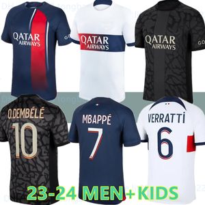 Maillot Mbappe Soccer Jerseys Kids Kit 23/24 Spelarversion Training Pre Match 2023 2024 Maglia Paris Home Away Football Shirt Hakimi Fabian