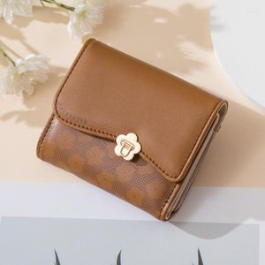 Wallets 2023 Wallet Women's Short Cross Border Small Money Clip Simple And Versatile Hardware Flower Buckle Bag