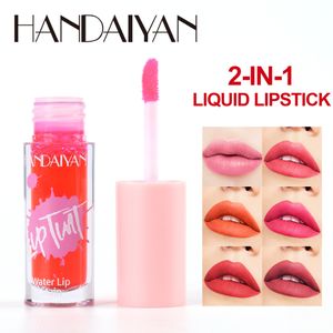 6 Farben Anhaltende rote Lippentönung Matter Lipgloss Samtflüssiger Lippenstift Doppelter Verwendungszweck Rouge Saft Lippenfarbstoff Antihaftbecher Koreanisches Make-up Kosmetik