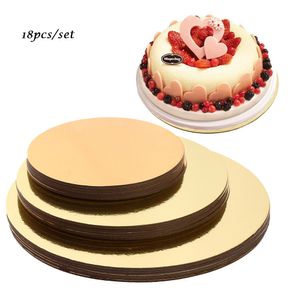 Backformen, runde Mousse-Kuchenbretter, Basis, Cupcake-Dessert-Tablett für Hochzeit, Geburtstag, Party, Gold, Silber, 6 8 10 Zoll 230919