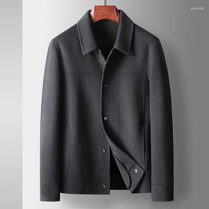 メンズジャケット2023秋の冬の男性温かい短いジャケットビジネスカジュアルハンサム紳士コート男性太い二重顔のウール